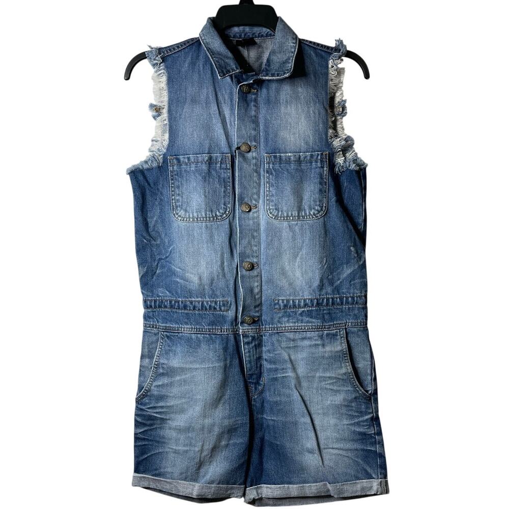 PRPS Womens Lemans Denim‎ Sleeveless Romper Jumpsuit Size Xsmall New